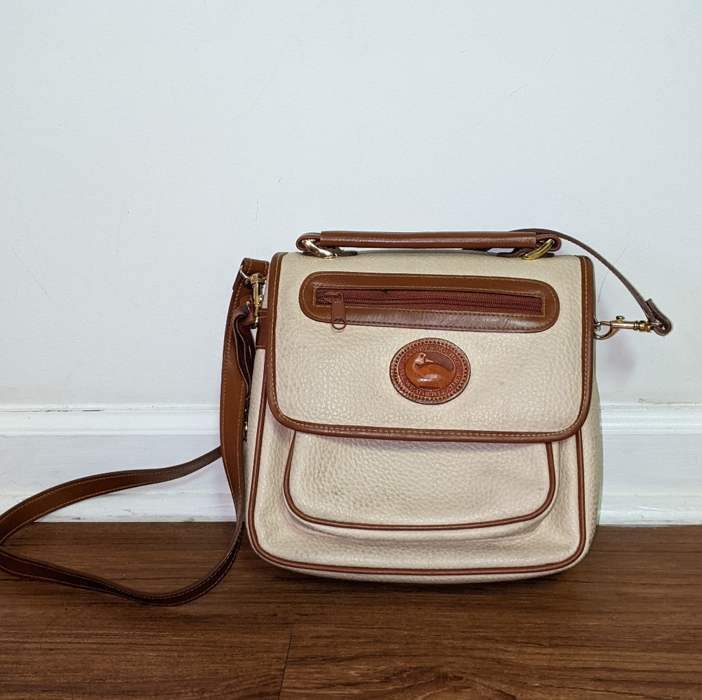 Vintage Dooney and Bourke Pebbled Leather Two-Tone Crossbody Bag
